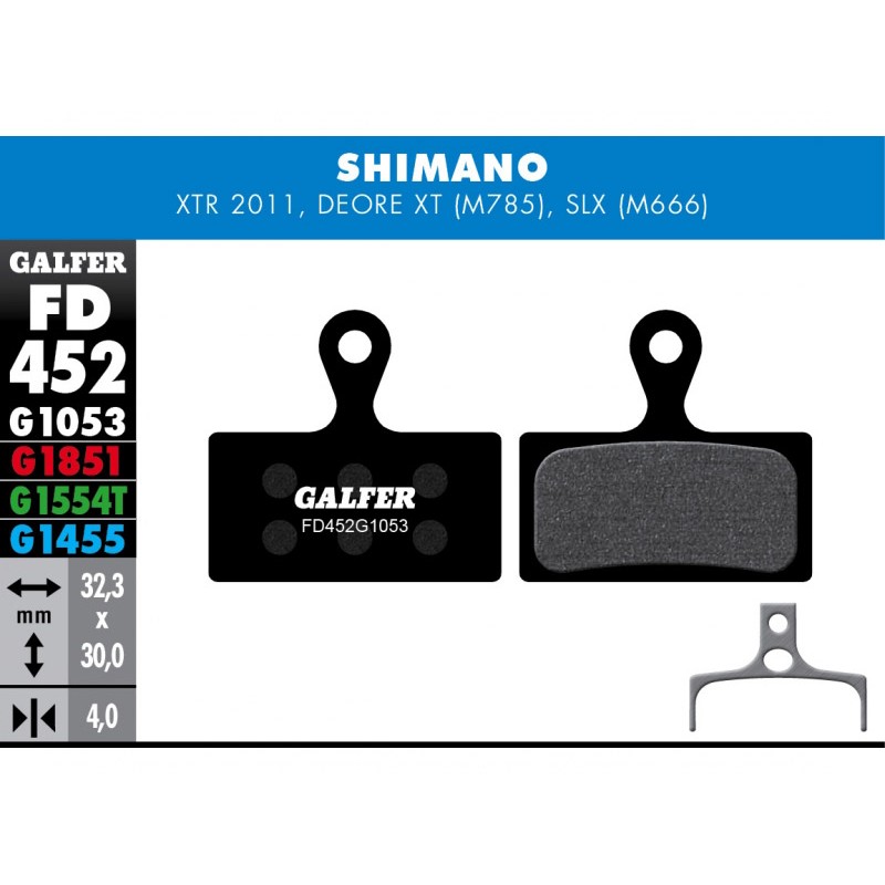 Pastillas Freno Galfer Standard Shimano XTR, XT (2014-), Deore XT BR-M875, SLX M666