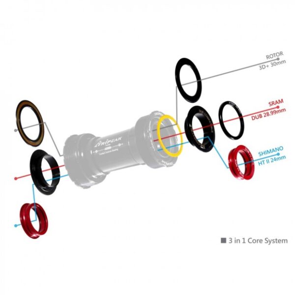 Pedalier Tripeak Rosca BSA Crta (68MM) SHI / SRAM DUB / Rotor 3D+ Ceramico